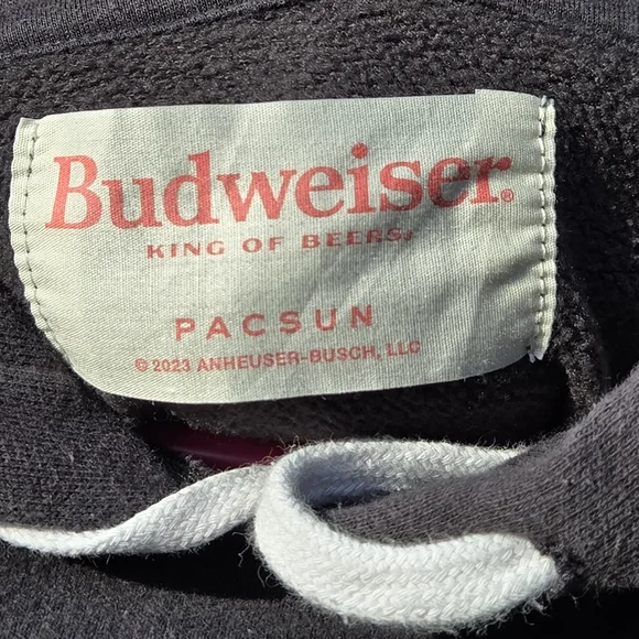 Pacsun Budweiser Charcoal Hoodie Sweatshirt with Logo Mens Size XL - Picture 10 of 14